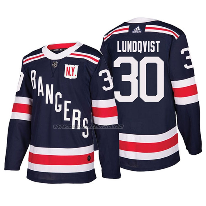 Maglia Hockey New York Rangers Henrik Lundqvist Autentico 2018 Winter Classic Blu